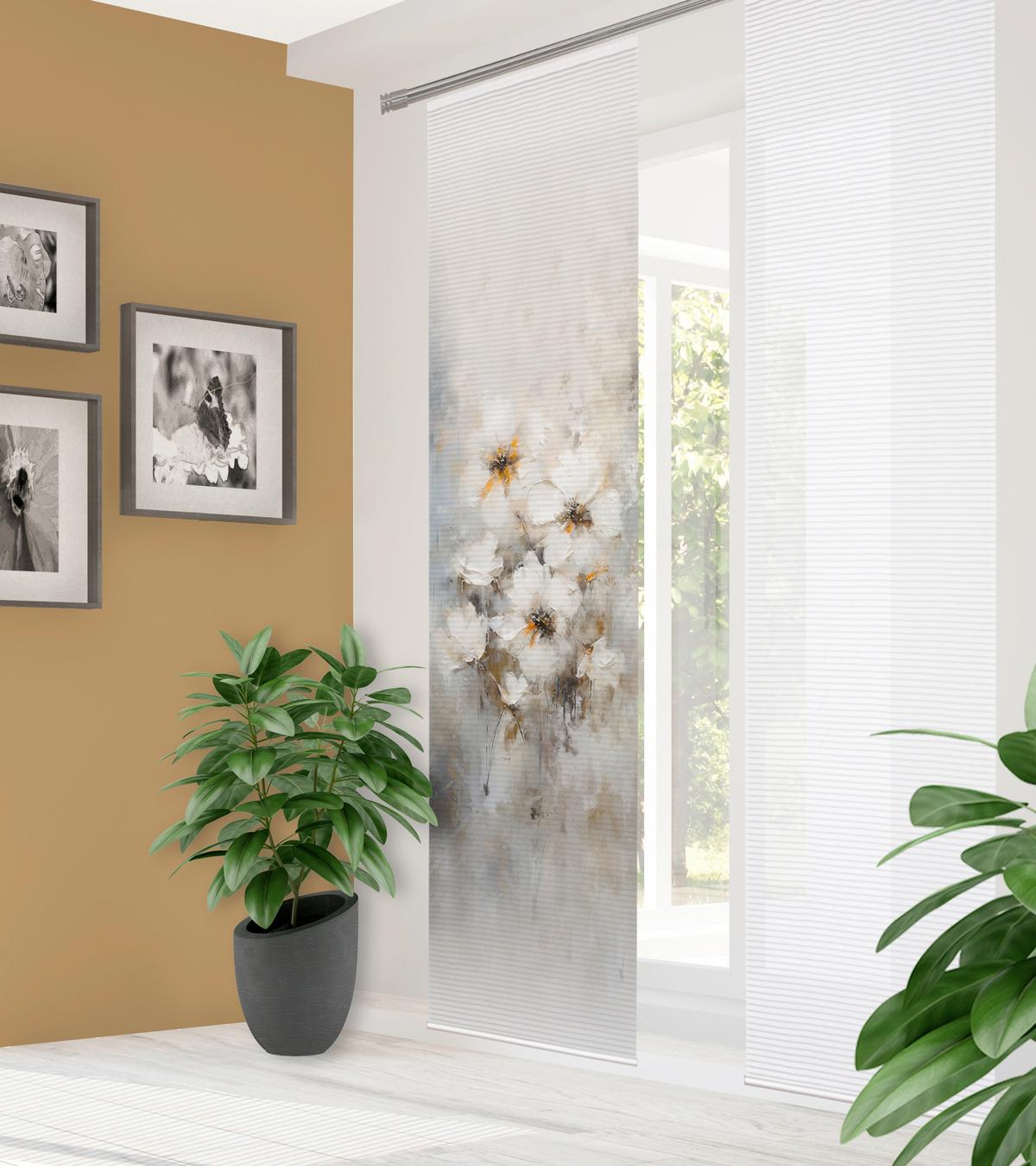 Flächenvorhang Aristea - Hellgrau/Naturfarben, Natur, Textil (60/245cm)