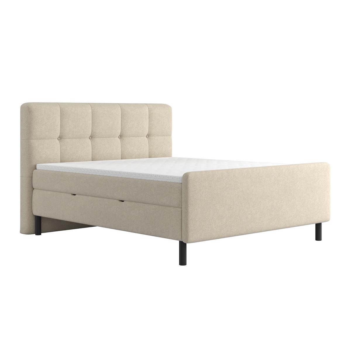 Posteľ boxspring MARBELLA 180x200, béžová - čierna/béžová, Modern, kov/drevo (180/200cm) - Bessagi Home