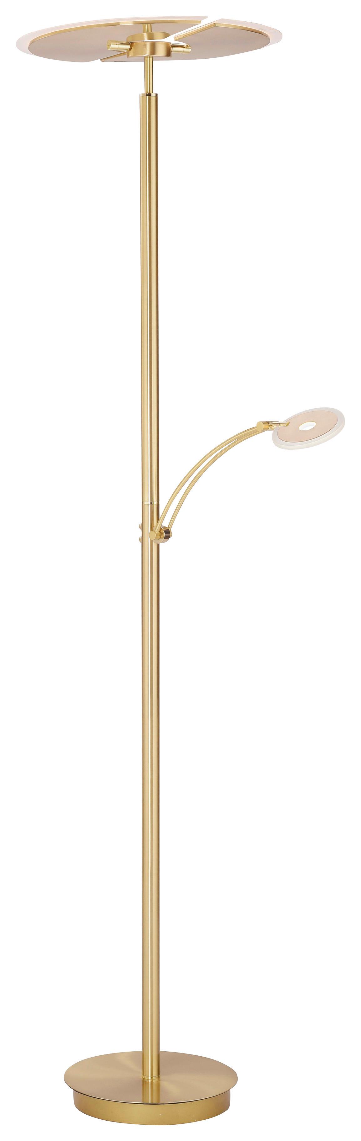 LED-Stehlampe Artur dimmbar Messingfarben mit Leselampe - Messingfarben, Basics, Metall (62/444/200,3cm) - Paul Neuhaus