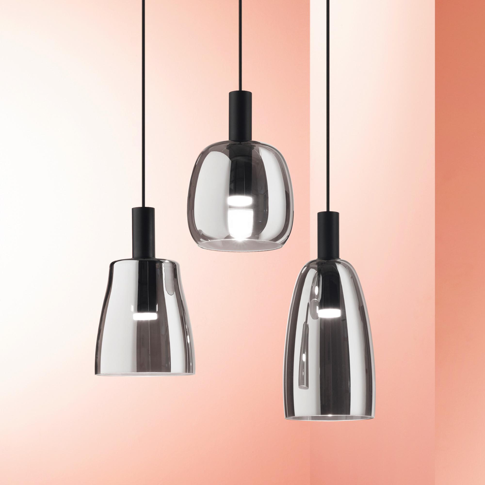 LED-Hängeleuchte Coco Grau Schwarz D: 15 cm - Schwarz/Grau, Design, Glas/Metall (15/225cm) - Ideal Lux