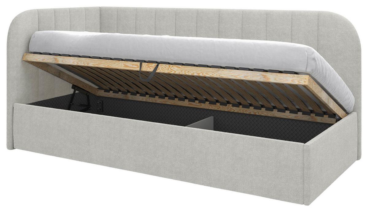 Polsterbett Millow Links Beige Lf: 90x200 Cm - Beige/Schwarz, MODERN, Holz/Holzwerkstoff (90/200cm) - MID.YOU