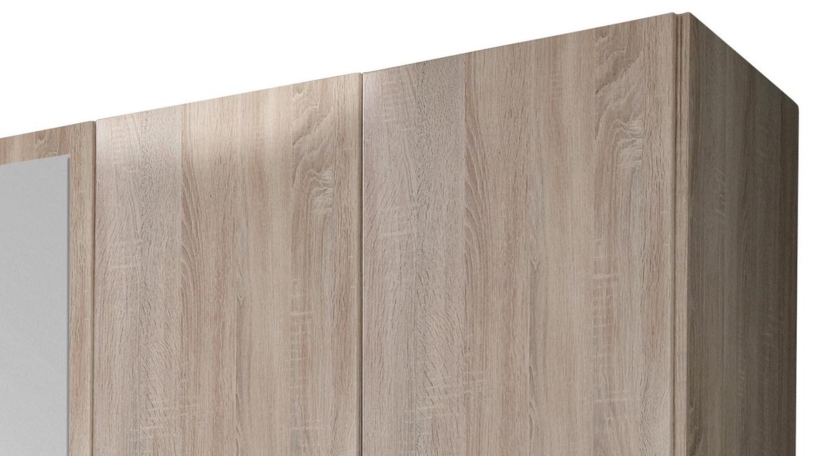 Drehtürenschrank Mit Spiegel + Laden 225cm Fly, Eiche/graphit - Eichefarben/Graphitfarben, Design, Glas/Holzwerkstoff (225/210/58cm) - MID.YOU