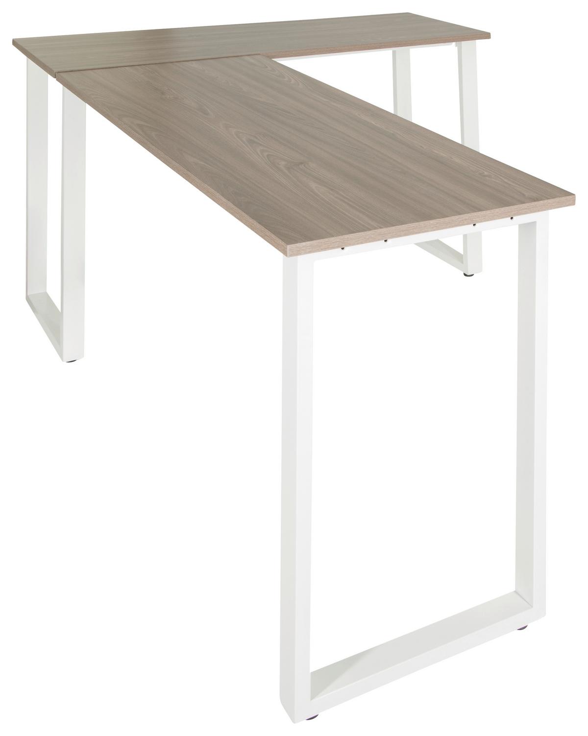 Eckschreibtisch Workspace Basic I - Weiß/Grau, Basics, Holzwerkstoff/Metall (165/120/75cm) - MID.YOU