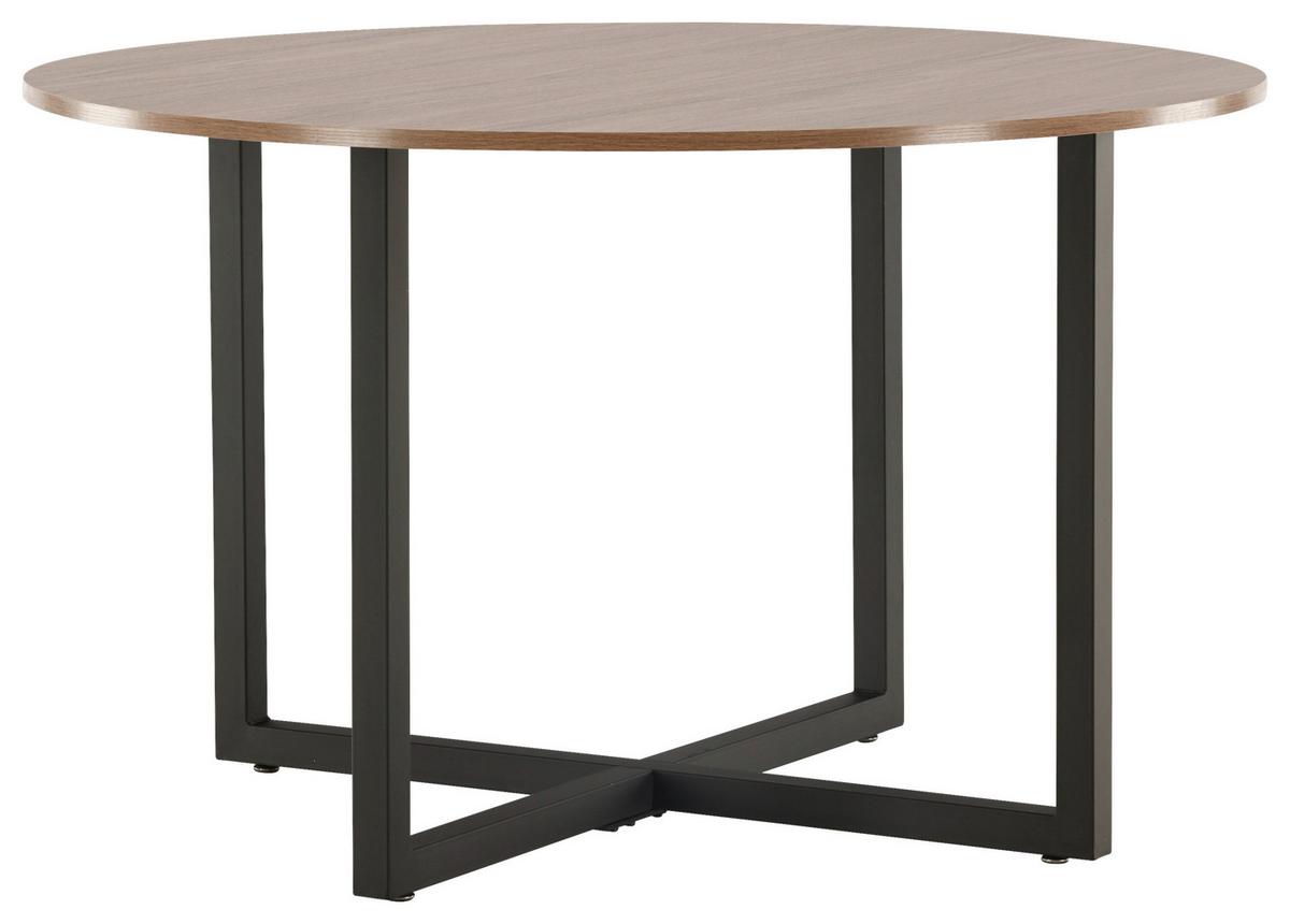 Esstisch Durango - Walnussfarben/Schwarz, Design, Holzwerkstoff/Metall (120/120/75cm) - Livetastic