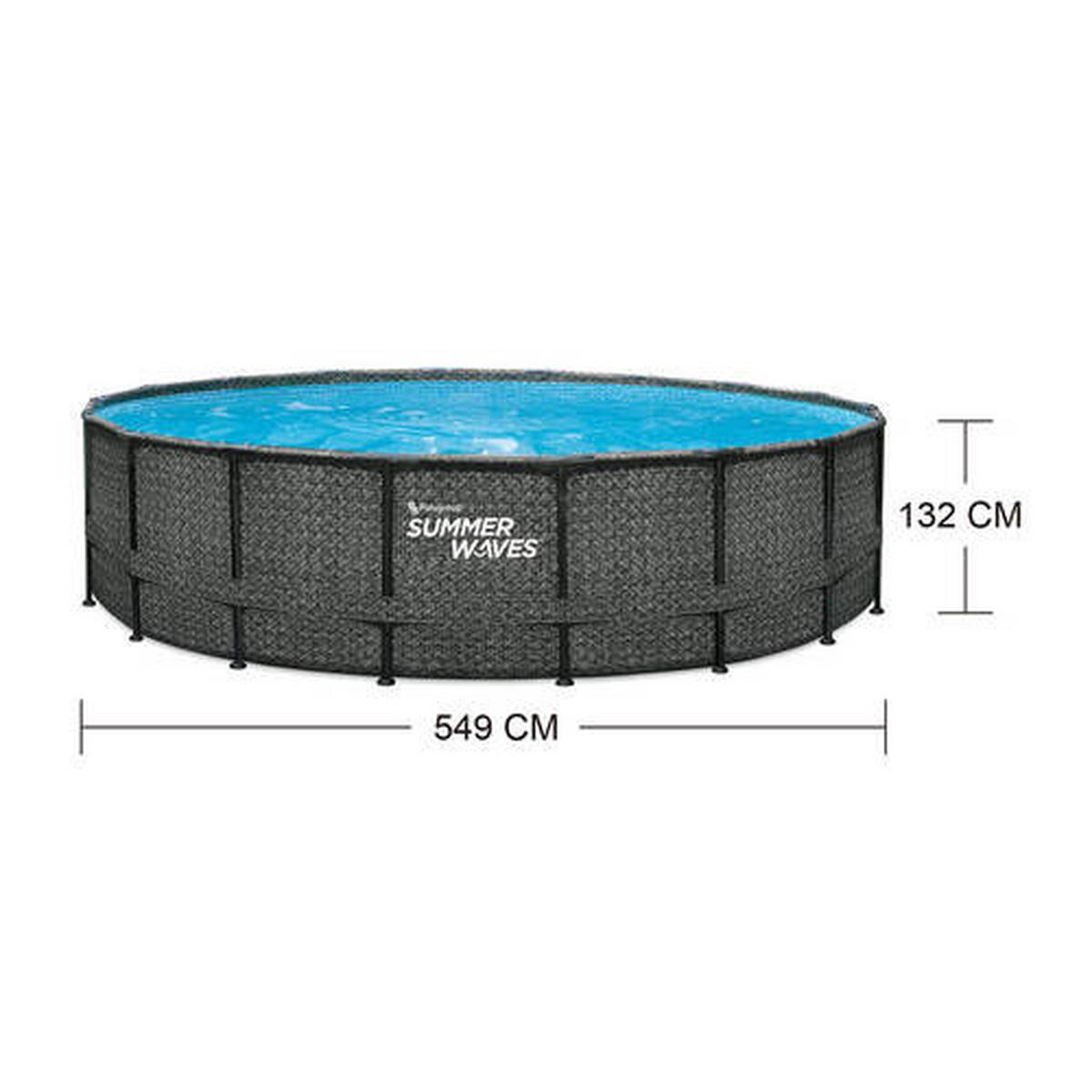 Aufstellpool Rund mit Leiter D: 549 cm - Grau, KONVENTIONELL, Kunststoff (549/132cm)