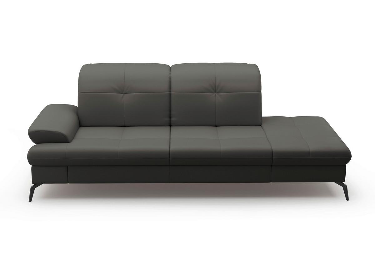 Récamiere Amica E, Anthrazit B: 231 Cm - Anthrazit/Schwarz, KONVENTIONELL, Leder/Textil (231/90/122cm) - Sit & More