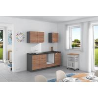 Küchenzeile Plan ohne Geräte ohne Geräte B: 200 cm - Eichefarben/Anthrazit, Design, Holzwerkstoff (200cm) - Express