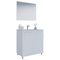 Badezimmer Gilos 3-Teilig Weiß B: 80 cm - Alufarben/Weiß, MODERN, Keramik/Holzwerkstoff (80cm) - MID.YOU