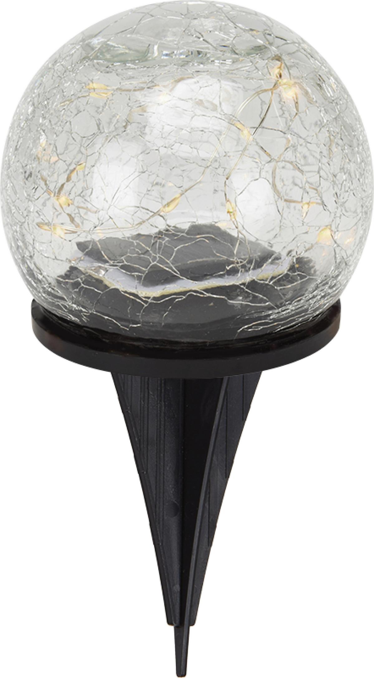 Solarleuchte Braxton - Transparent/Schwarz, KONVENTIONELL, Glas/Kunststoff (10/19cm) - Homezone