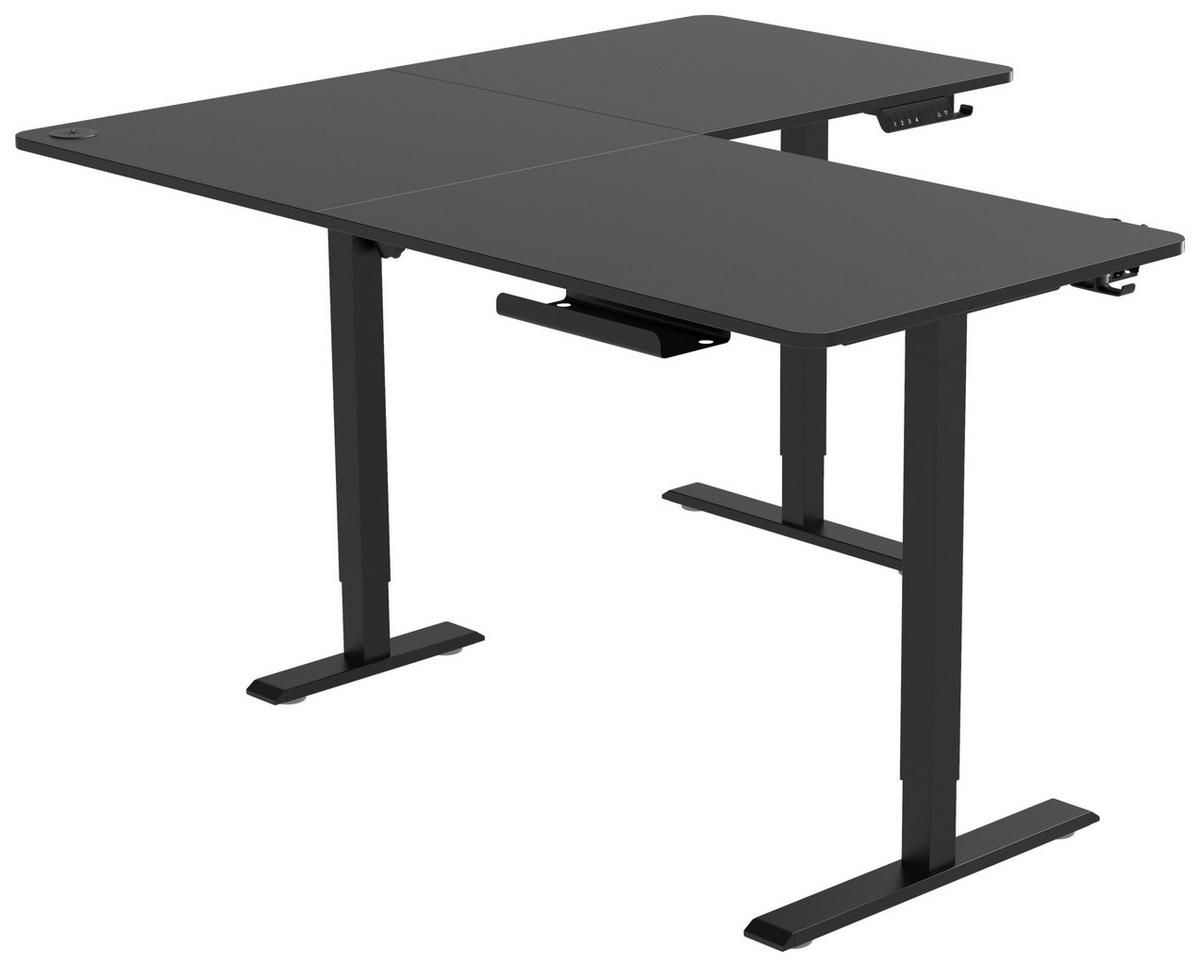 Eckschreibtisch Nimi Schwarz L: 160cm - Schwarz, MODERN, Holzwerkstoff/Kunststoff (160/140/72-117cm) - Livetastic