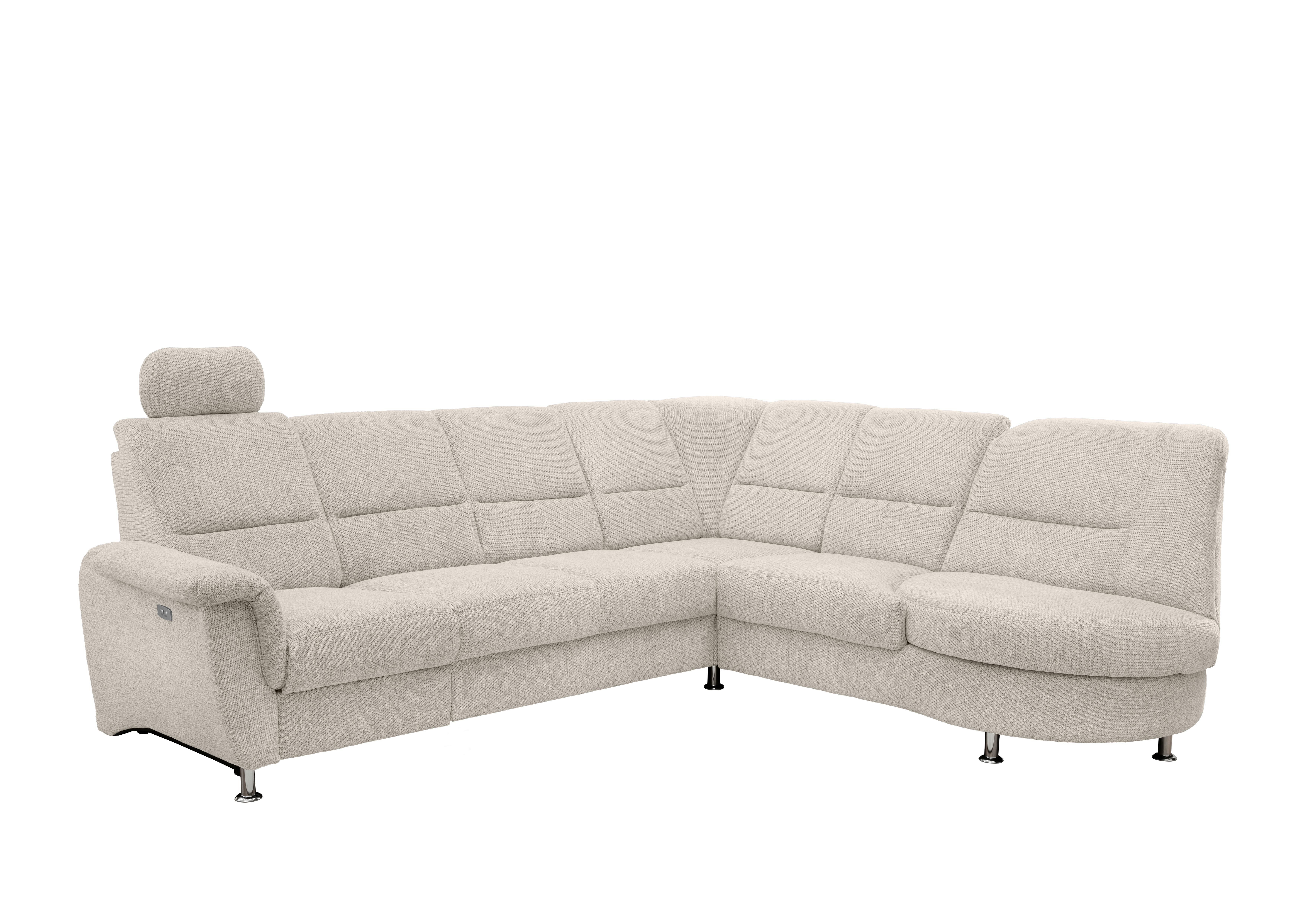 Ecksofa mit Relaxfunktion Parole Beige Chenille - Chromfarben/Beige, MODERN, Textil (275/236cm) - Livetastic