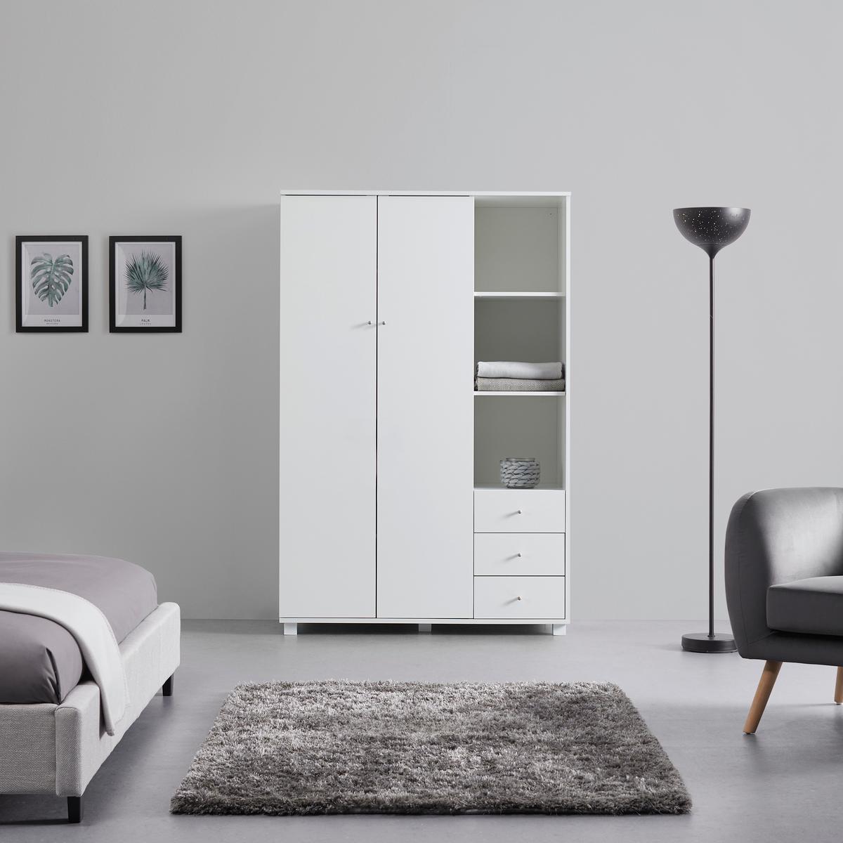 Šatníková skriňa MILO šírka 115cm - biela/strieborná, Modern, kov/drevo (115/176/55cm) - Bessagi Home