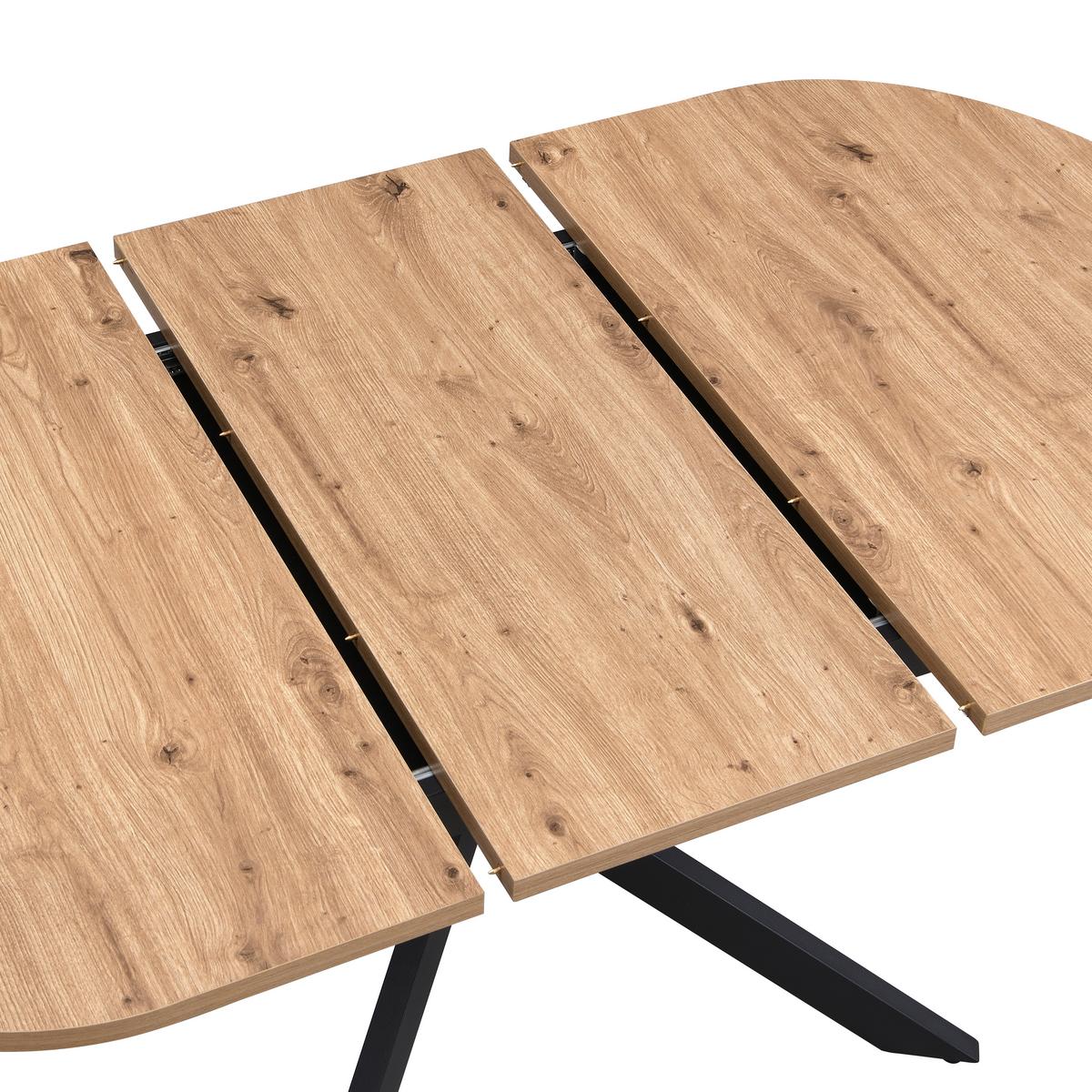 Esstisch ausziehbar Ezra 120-160x90 cm Wildeiche Dekor - Wildeiche/Schwarz, LIFESTYLE, Holzwerkstoff/Metall (120/75/90cm)
