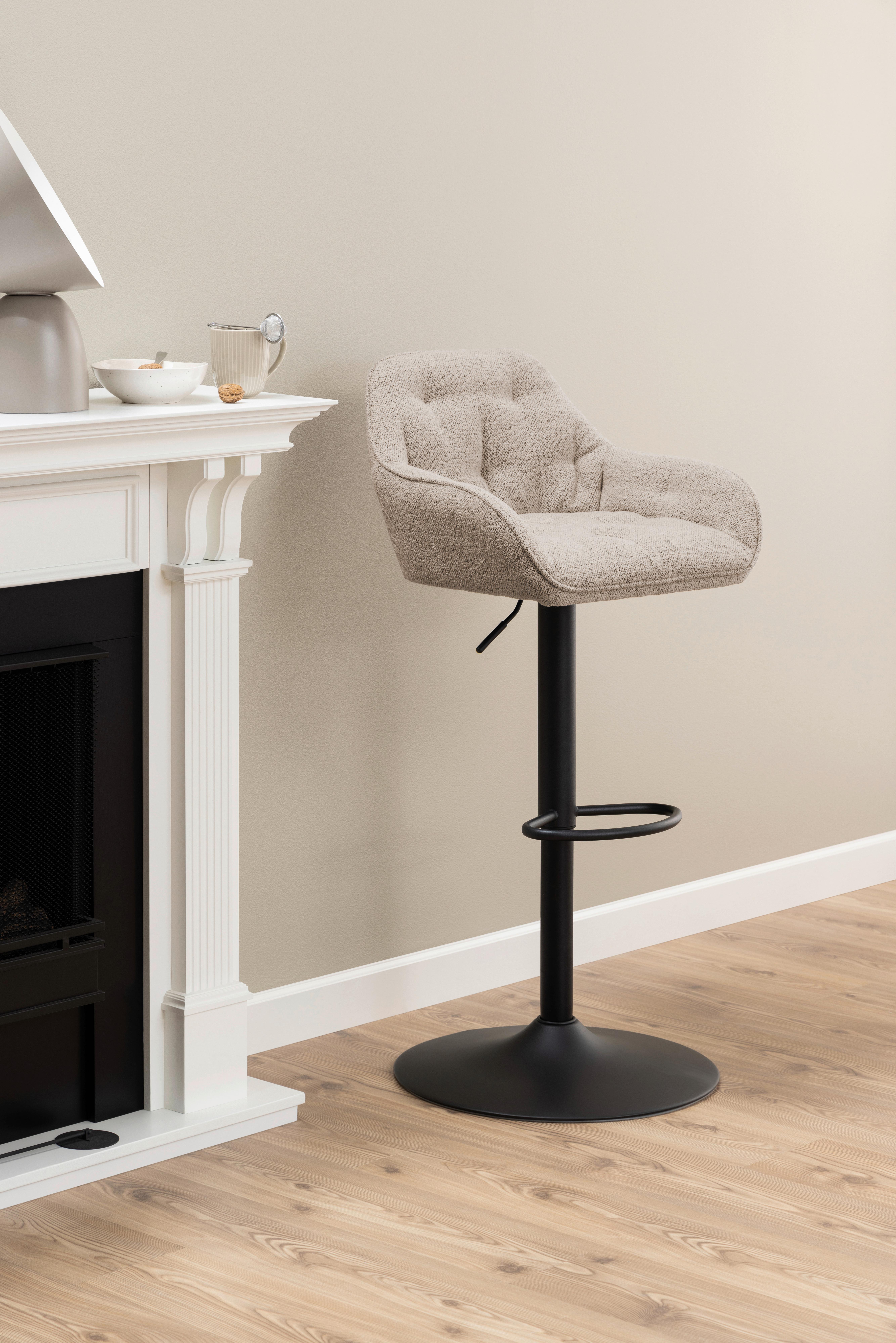 Barhocker Höhenverstellbar Brooke Beige - Beige/Schwarz, MODERN, Textil/Metall (52/109/52cm) - MID.YOU