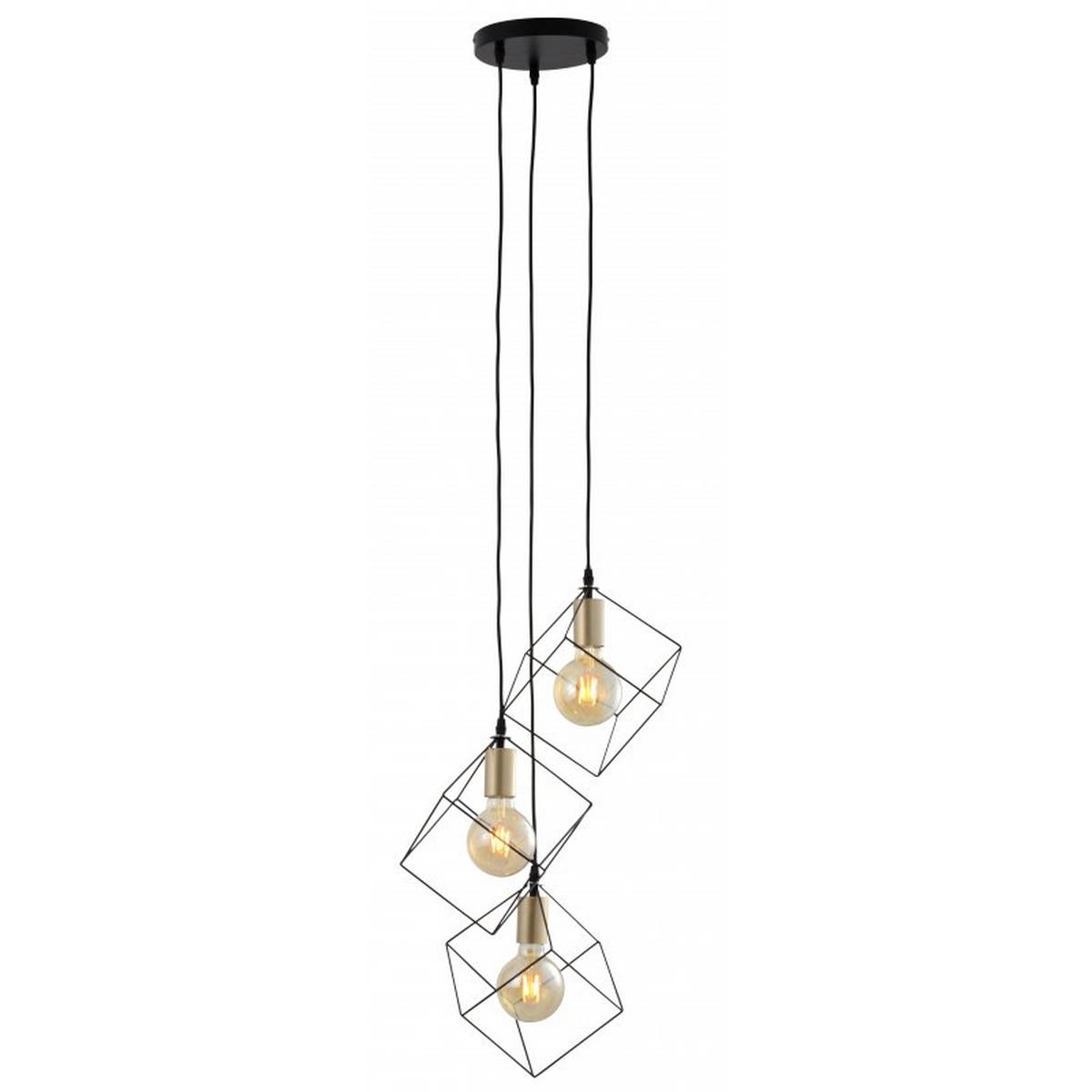 Hängeleuchte Canto H: 146 Cm 3-Flammig, Schwarz/goldfarben - Goldfarben/Schwarz, Trend, Kunststoff/Metall (60/146cm) - Näve