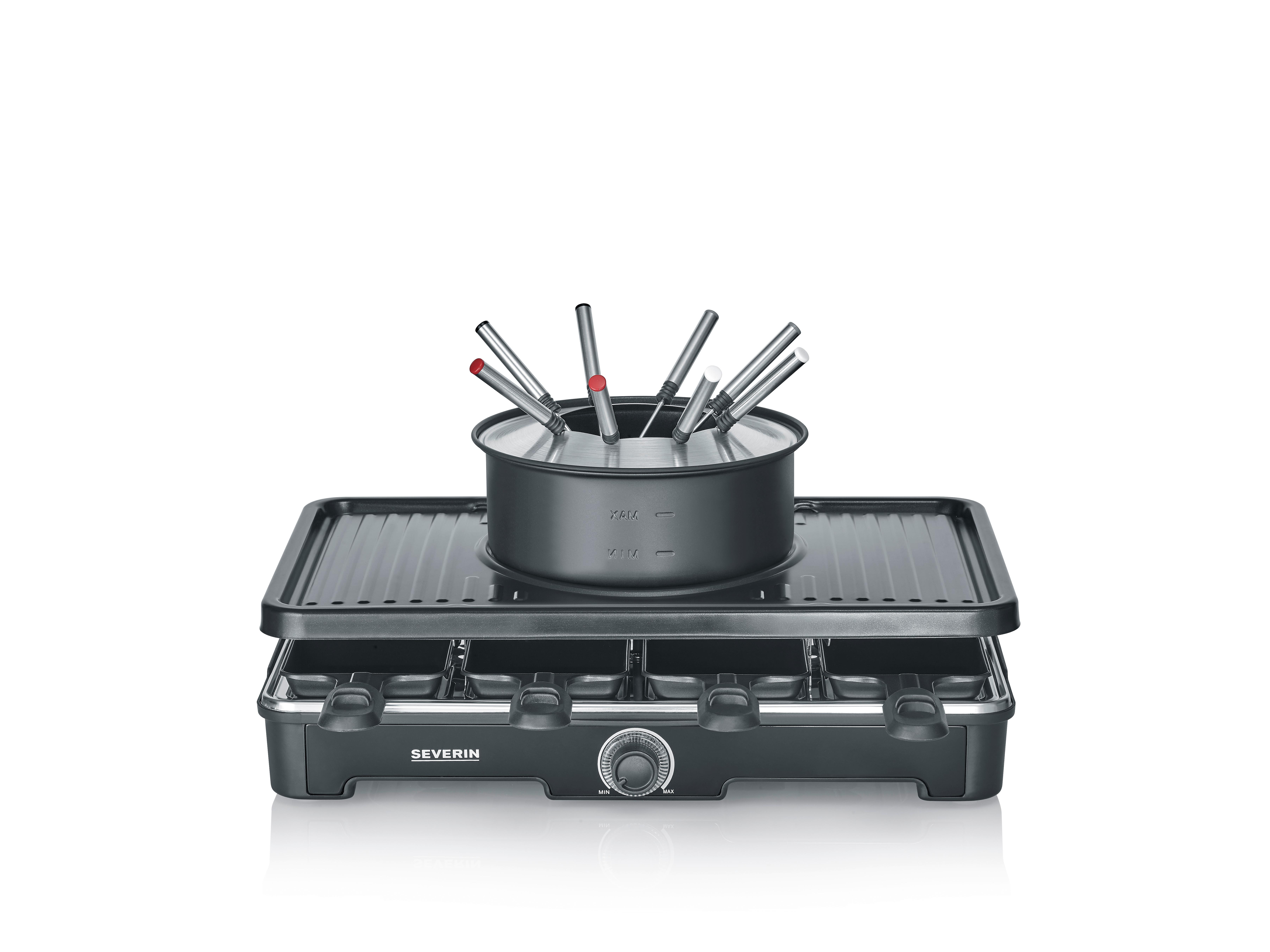 Raclette-/Fondue-Kombination Rg 2347 Raclette-Fondue - Schwarz, Basics, Kunststoff/Metall (40/18/26cm) - Severin