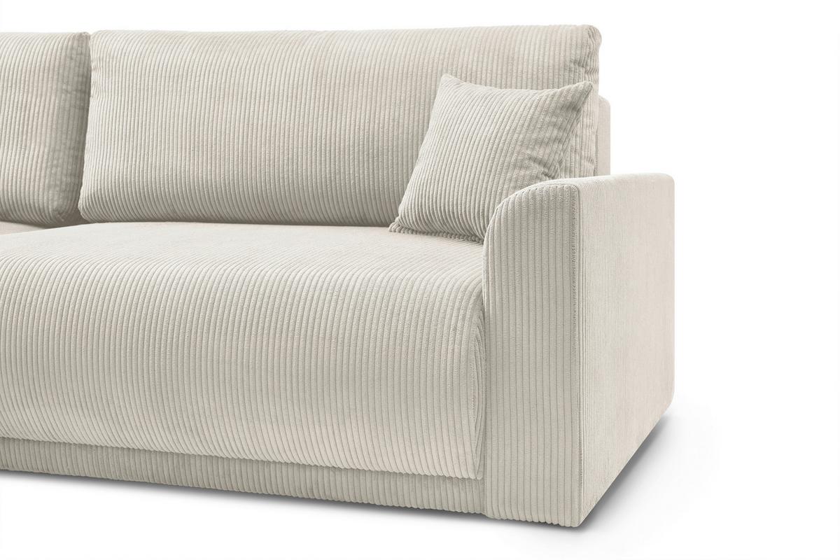 Rohová sedačka KIM L146, oboustranná, krémový manšestr - krémová, Moderní, dřevo (233/146cm)