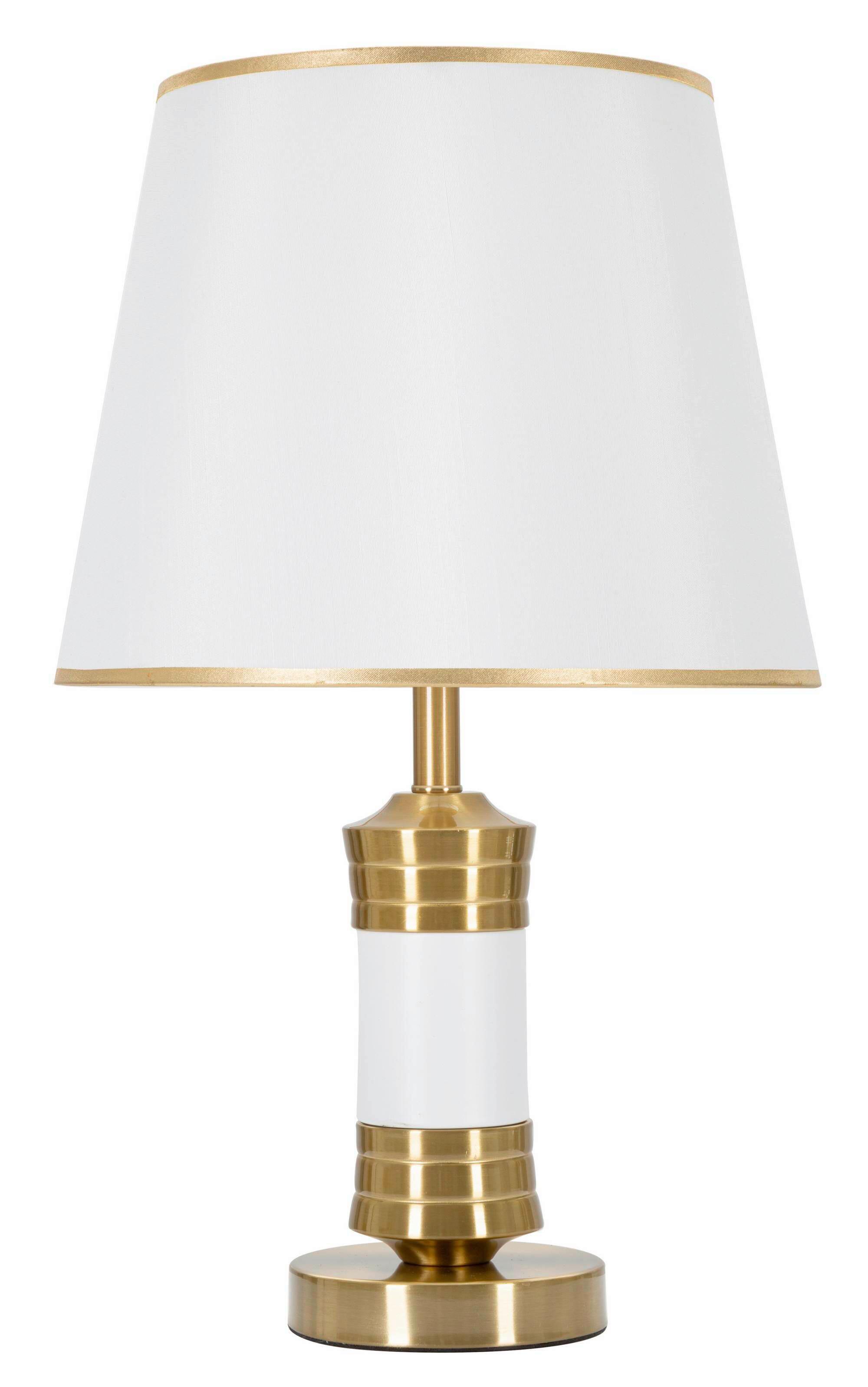 Tischleuchte Whity Weiß, Goldfarben B: 31cm - Goldfarben/Weiß, Basics, Textil/Metall (31/52/31cm)