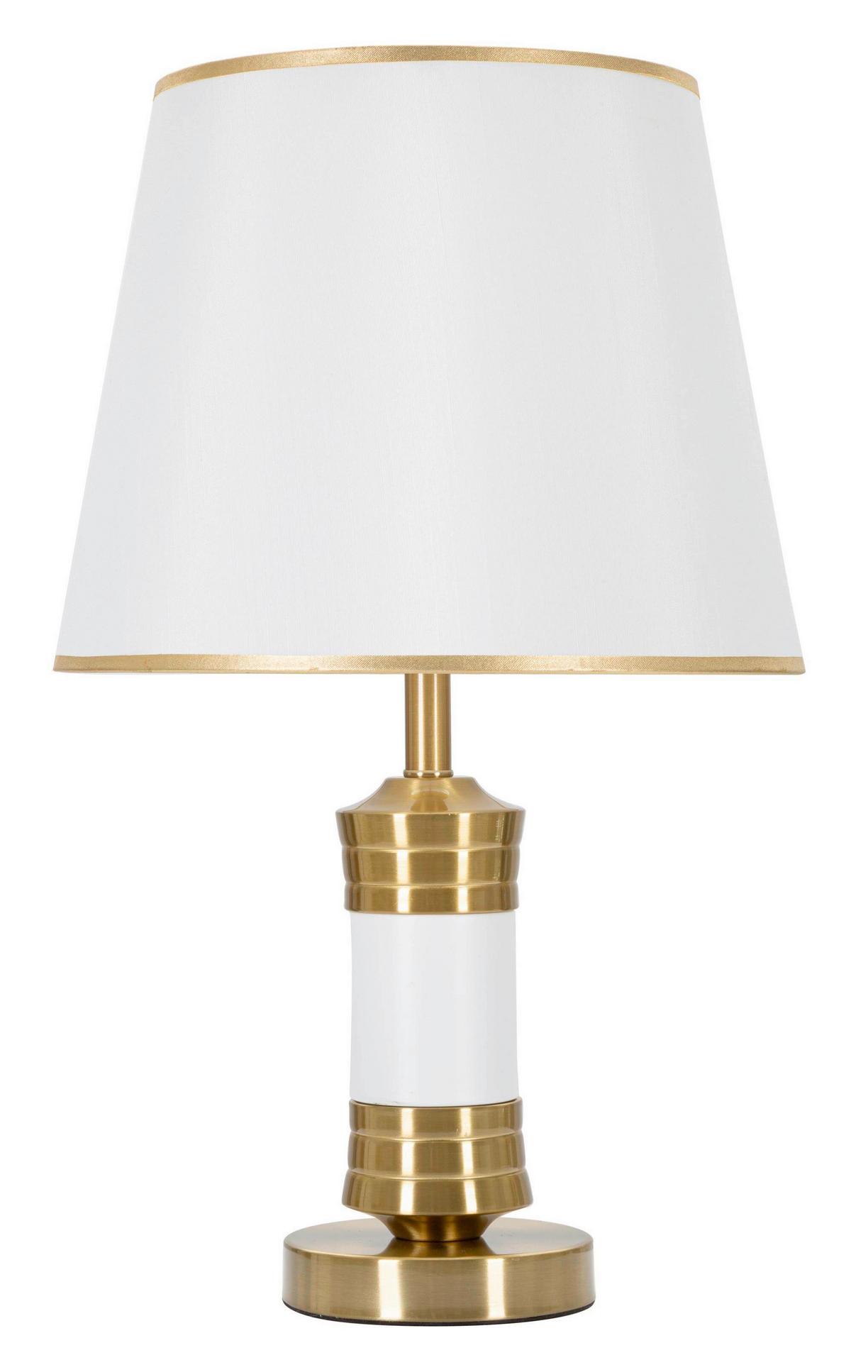 Tischleuchte Whity Weiß, Goldfarben B: 31cm - Goldfarben/Weiß, Basics, Textil/Metall (31/52/31cm)