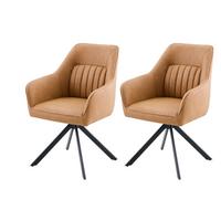 Armlehnstuhl-Set Polina S 2er-Set - Cognac/Schwarz, MODERN, Textil/Metall (62/92/68cm) - MID.YOU