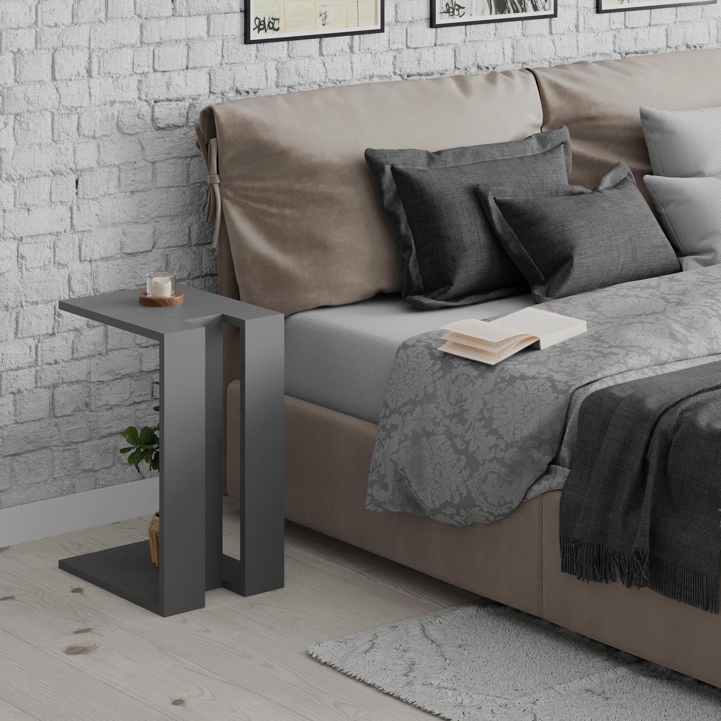 Beistelltisch Muju Beistelltisch - Anthrazit, Design, Holzwerkstoff (30/40/57cm) - Livetastic