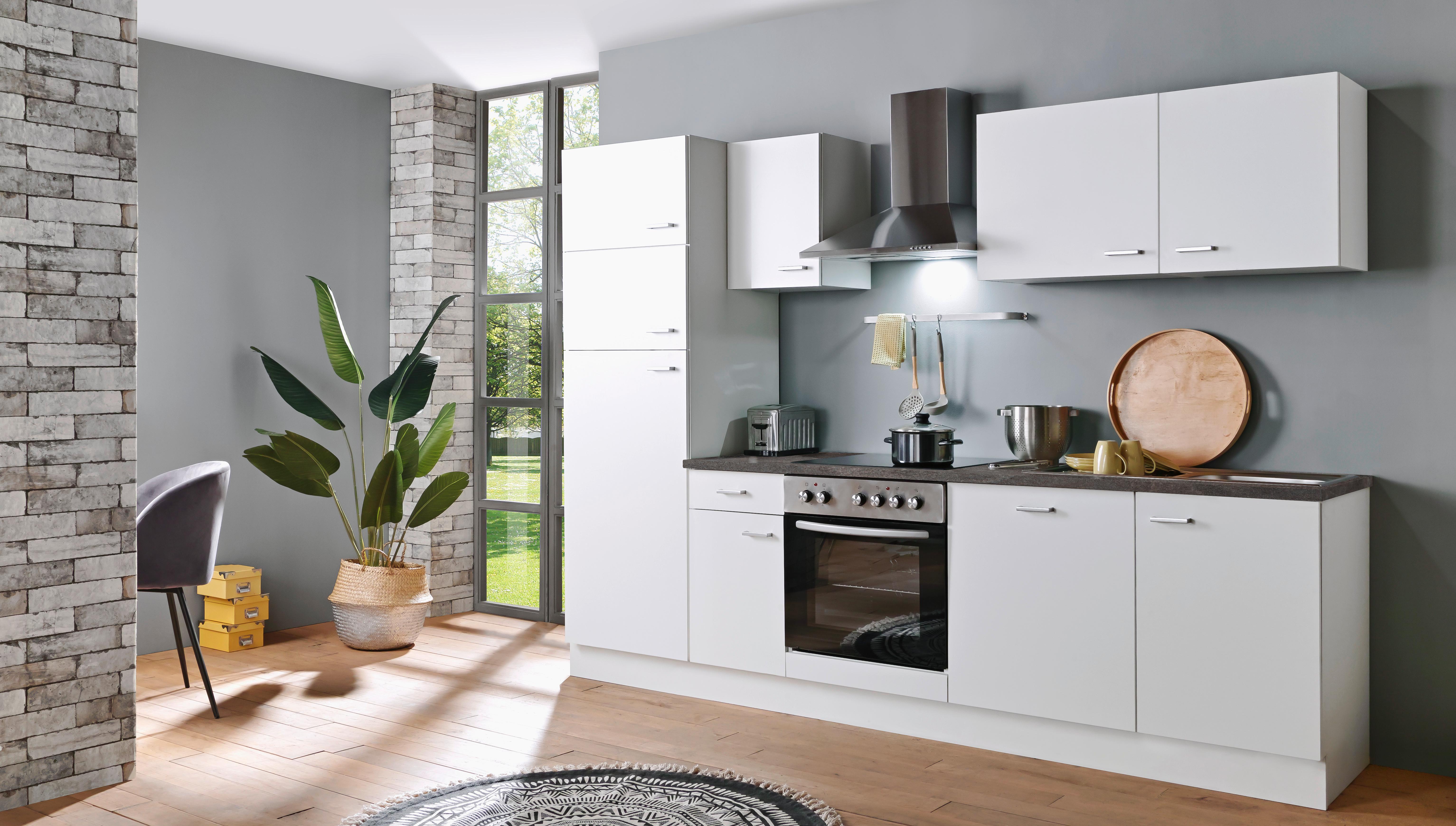 Küchenblock White-Classic - Graphitfarben/Weiß, KONVENTIONELL, Holzwerkstoff (270cm) - Menke