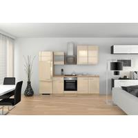 Küchenzeile Nepal M. Geräten 270 Cm Kaschmir/eiche Dekor - Kaschmir/Sonoma Eiche, MODERN, Glas/Holzwerkstoff (270cm) - FlexWell