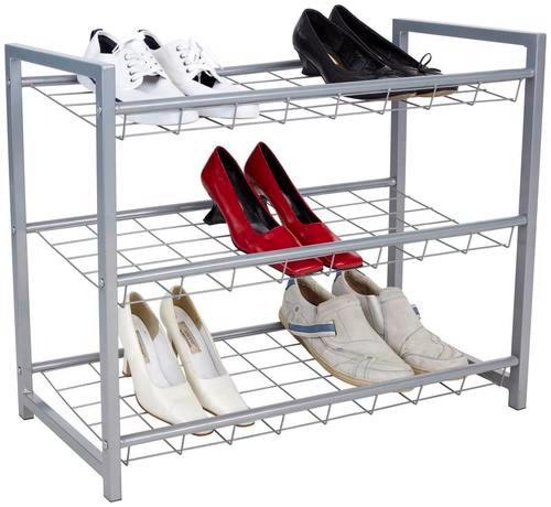Schuhregal Shoe 3 Ablagen 9 Paar Silber H: 60 cm - Silberfarben, MODERN, Metall (80/60/30cm) - Homezone