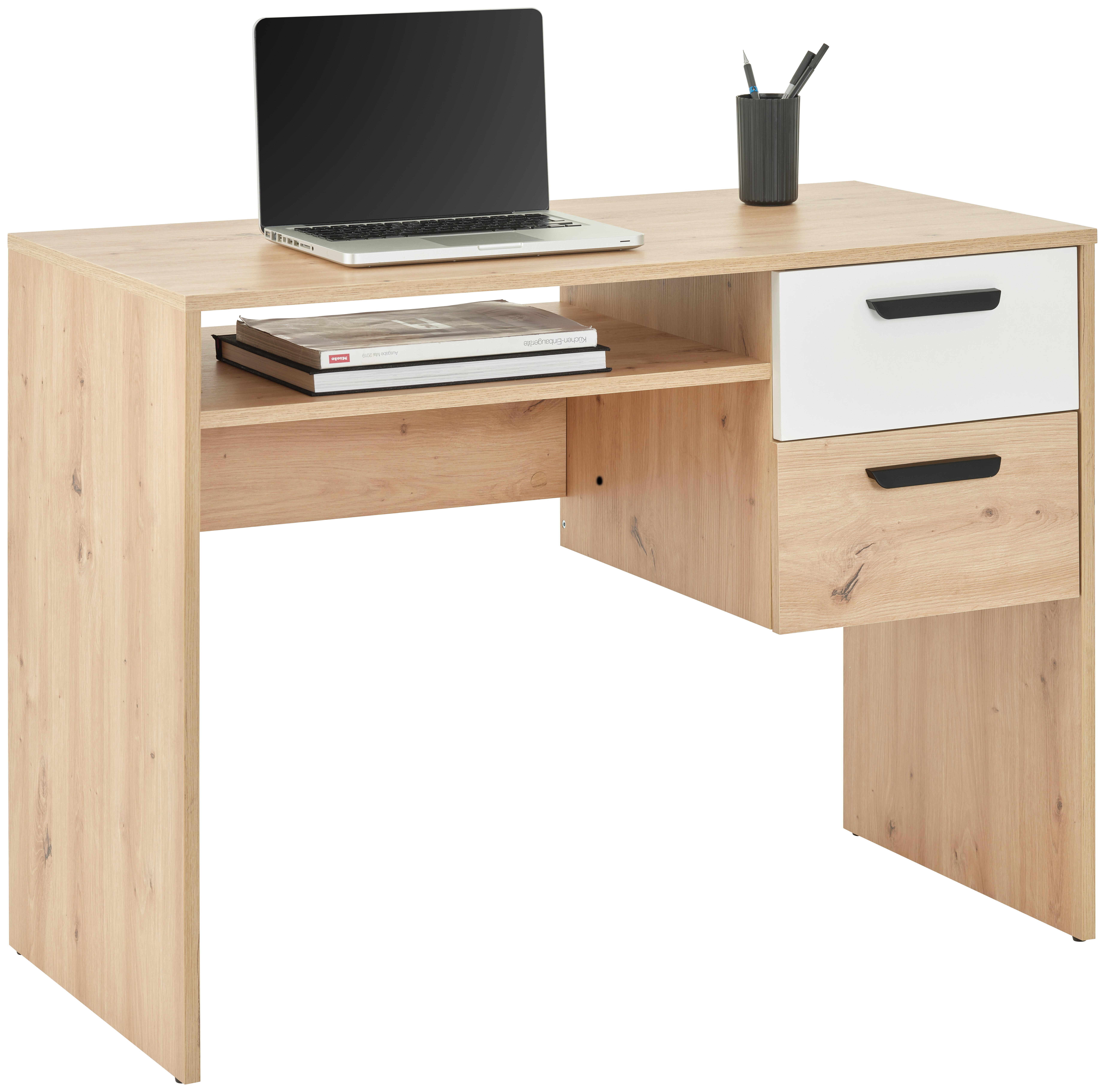 Schreibtisch Basic Two - Eiche Artisan/Weiß, KONVENTIONELL, Holzwerkstoff (100/75/50cm)