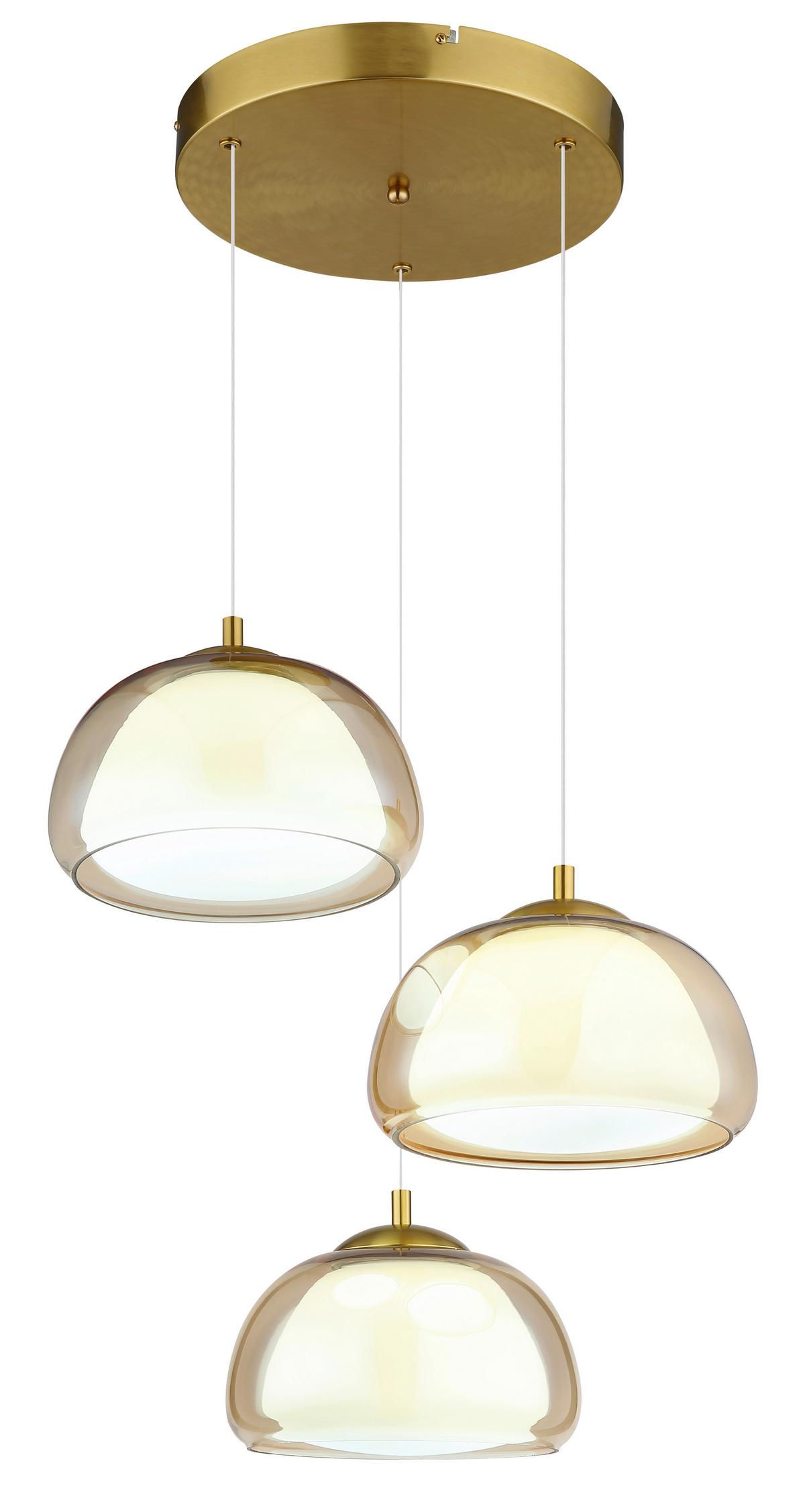 Hängeleuchte Avila Opal-/Farbglas ca. 50c150 cm - Transparent/Goldfarben, Design, Glas/Kunststoff (50/150cm) - Globo