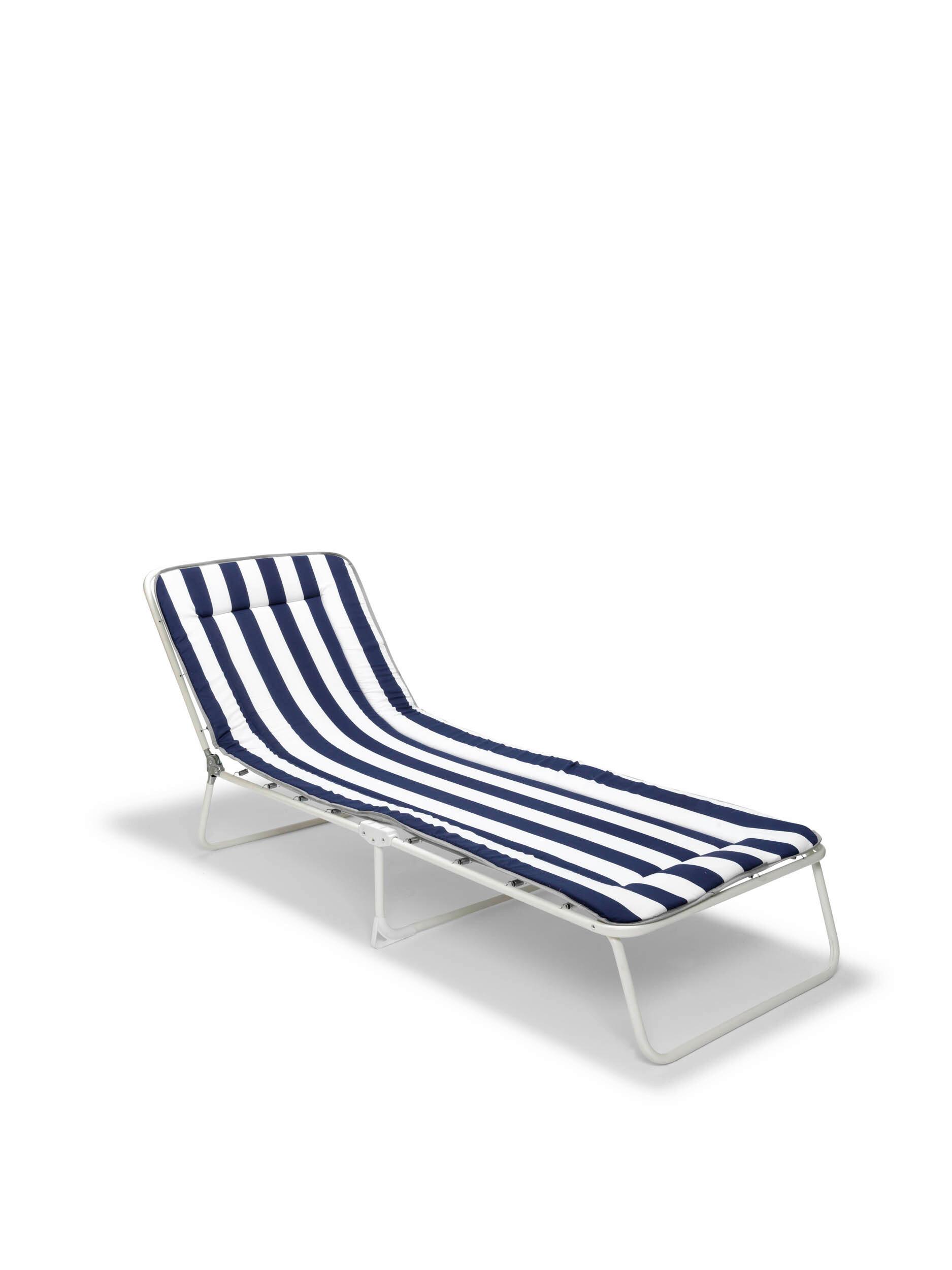 Dreibeinliege Chiemsee – 3-Bein-Liege - Blau/Weiß, Basics, Textil/Metall (60/23/180cm)