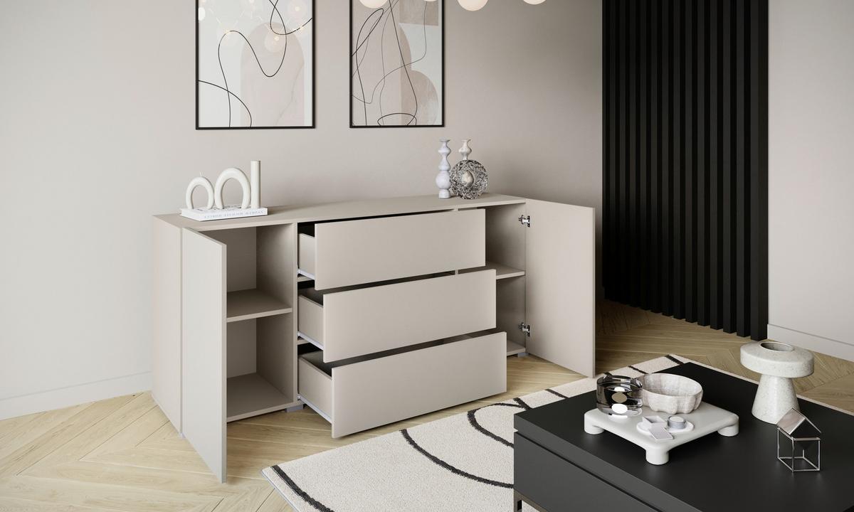 Sideboard 150cm Berlin 150 Kaschmir - Kaschmir/Grau, Design, Holzwerkstoff (150/68/38,5cm) - P & B
