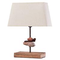 Tischleuchte 4848/l - Schwarz, Natur, Textil/Stein (27/10/39cm)