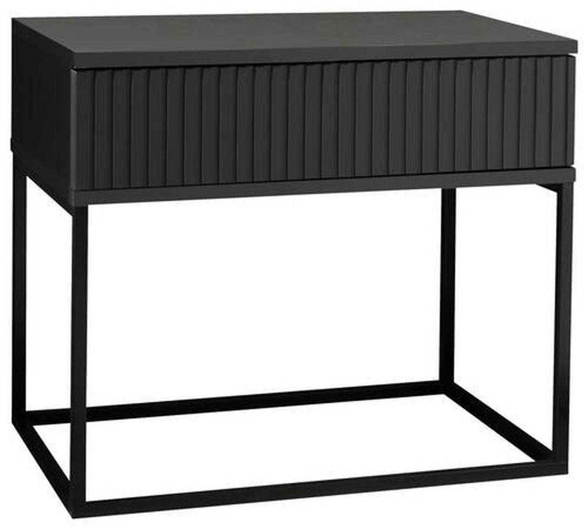 Nočný stolík MARLE grafit - čierna/grafitová, Modern, kov/kompozitné drevo (60/52/38,5cm) - Hom`in