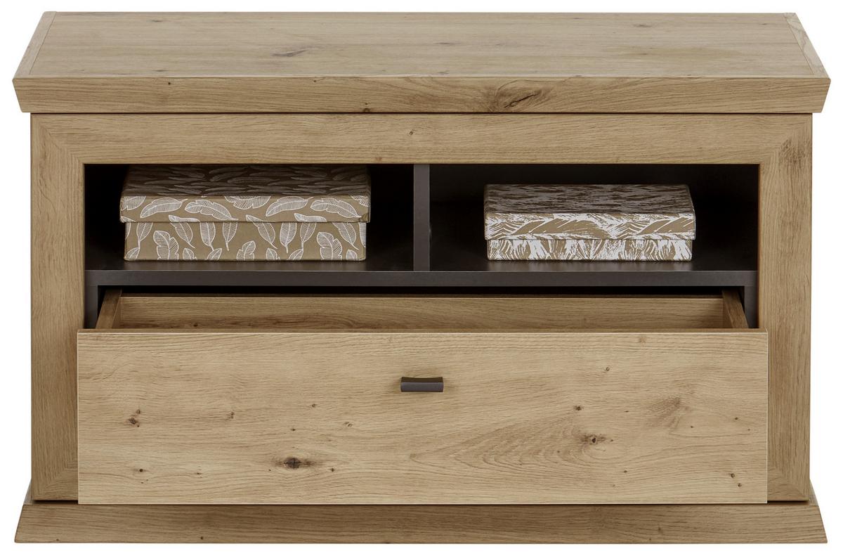 Garderobenbank Harvey B: 85,2 cm Lade + Fächer, Eiche Dekor - Eichefarben/Anthrazit, LIFESTYLE, Holzwerkstoff (85,2/50,5/38,5cm)