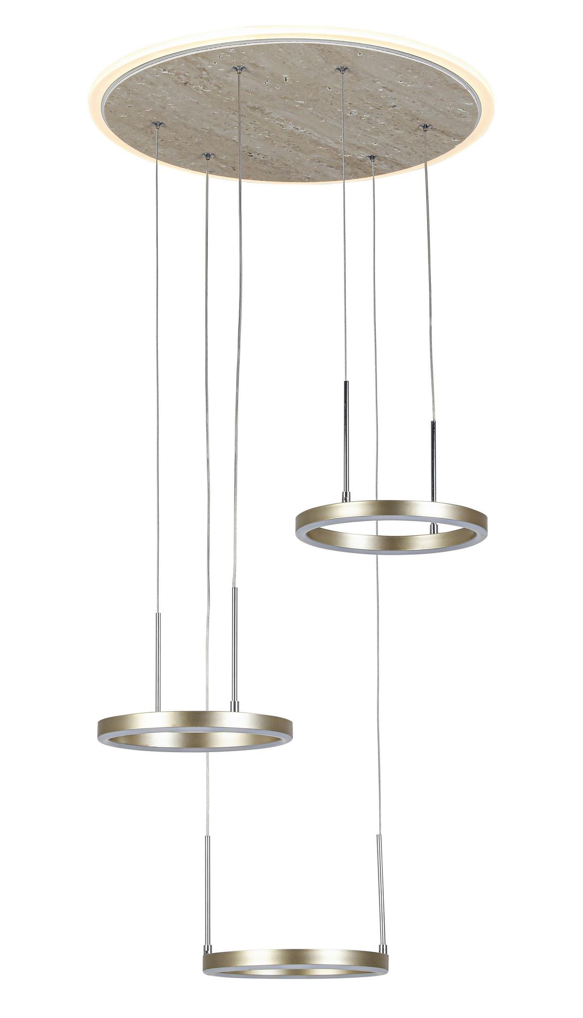 ZÁVESNÉ LED SVIETIDLO STONI - šampanská, Modern, kov/plast (42/150cm) - Mömax