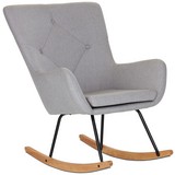 Schaukelstuhl mit Echtholzkufen Rolling Webstoff Grau - Schwarz/Naturfarben, MODERN, Holz/Textil (75/98/81cm) - MID.YOU