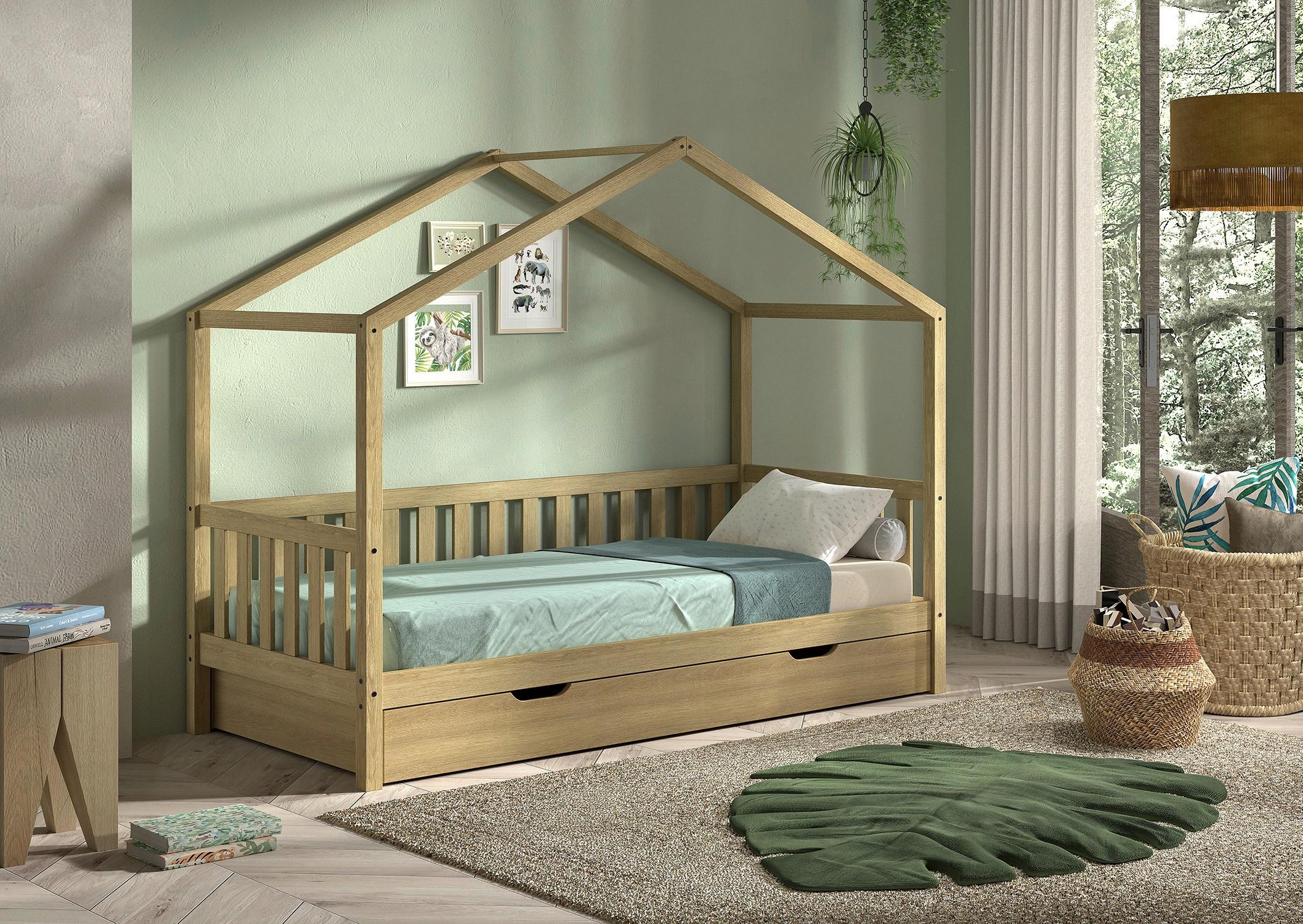 Hausbett Dallas Eichefarben 90x200cm - Eichefarben/Naturfarben, MODERN, Holz (90/200cm) - Vipack