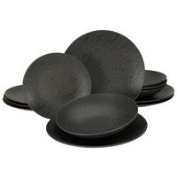 Tafelservice Keramik 4 Perosnen Geschirr Set - Schwarz, Trend, Keramik - Creatable