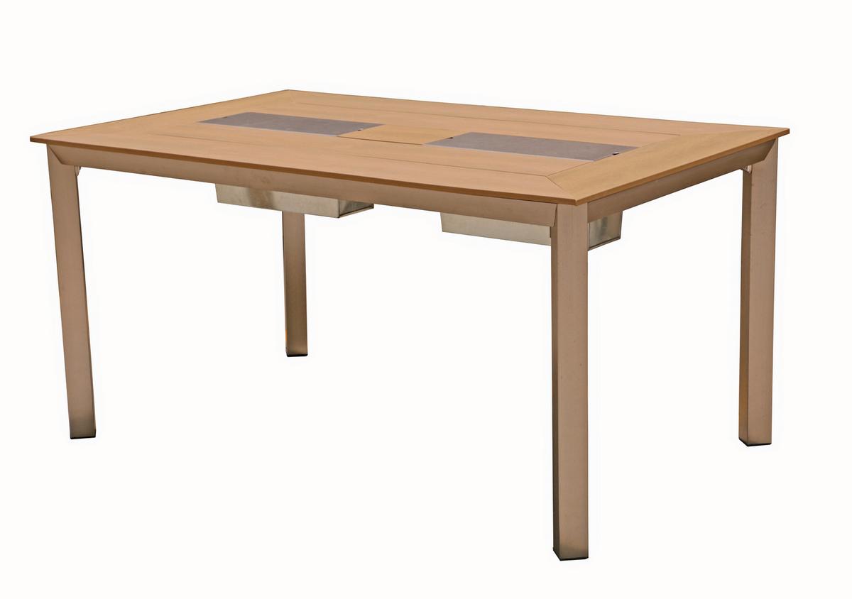 Gartentisch Florence - Champagner/Grau, Basics, Kunststoff/Metall (150cm) - Gardenson