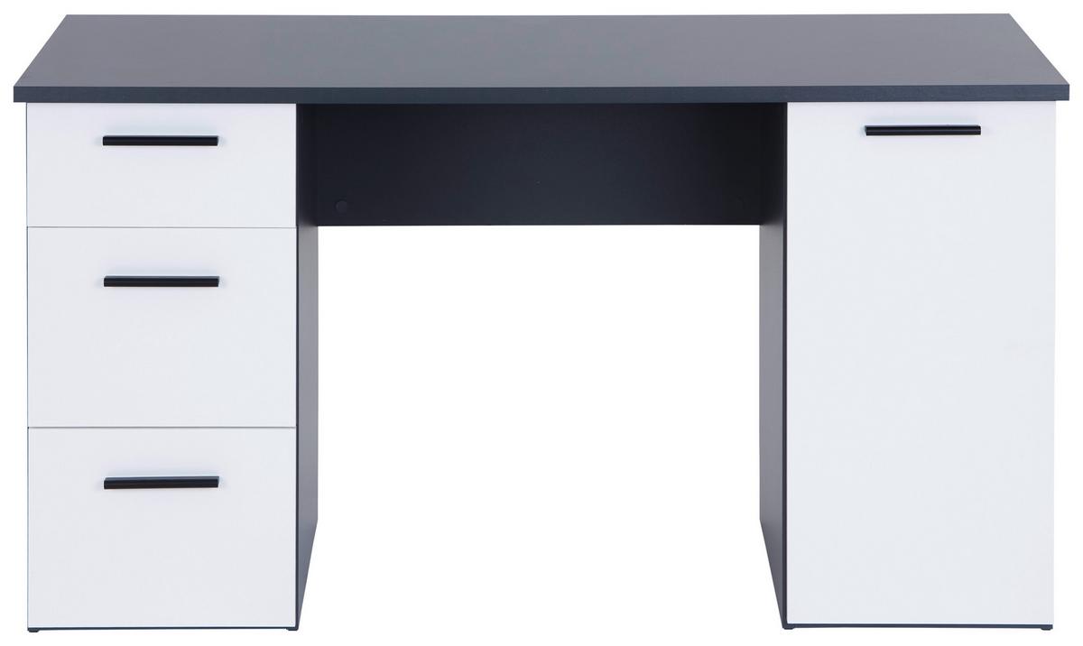 Schreibtisch Mit Stauraum B 138 Cm H 76cm - Anthrazit/Weiß, MODERN, Holzwerkstoff (138/76/60cm)