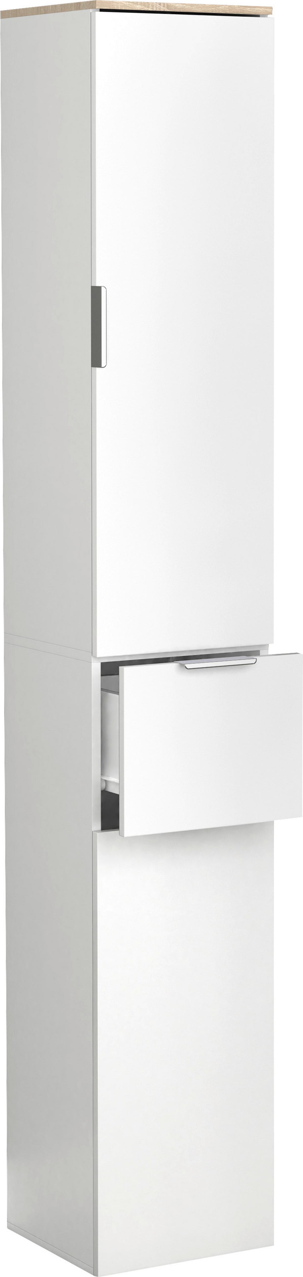 Hochschrank Donali Weiß/eiche Dekor B:30cm - Weiß/Sonoma Eiche, MODERN, Holzwerkstoff (30/190/30cm) - MID.YOU