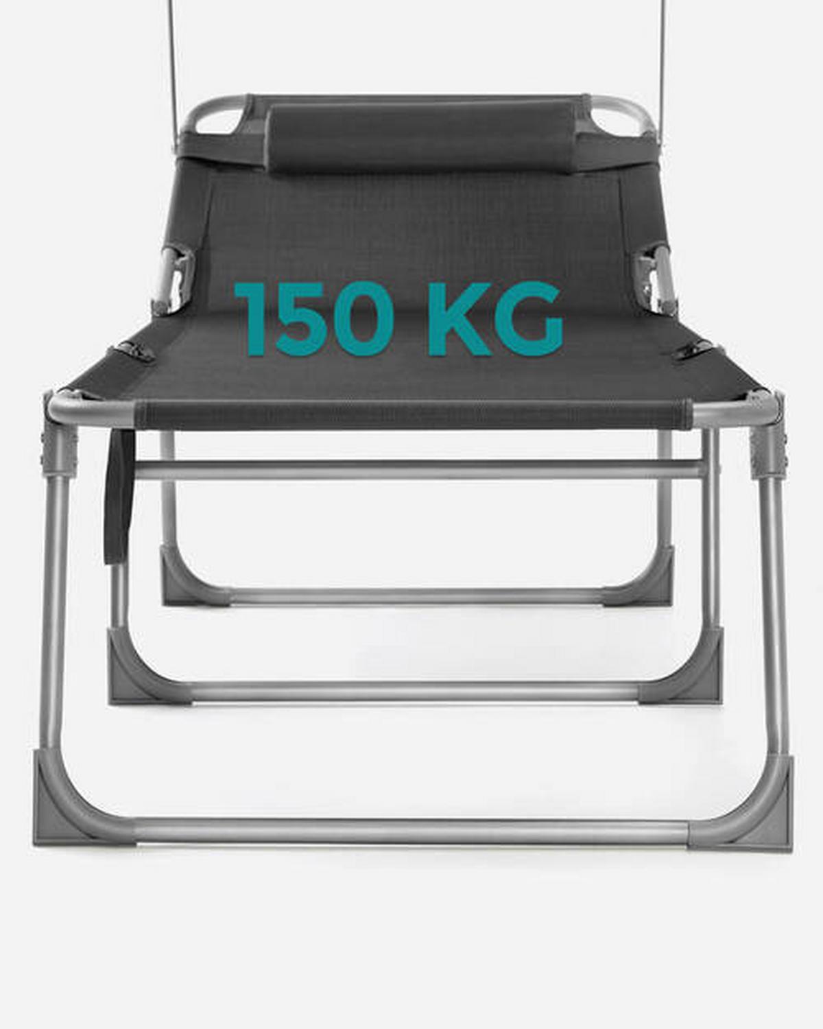 Sonnenliege Grau Inkl. Sonnendach, B: 71 Cm - Grau, Basics, Textil/Metall (71/38/200cm) - Modante