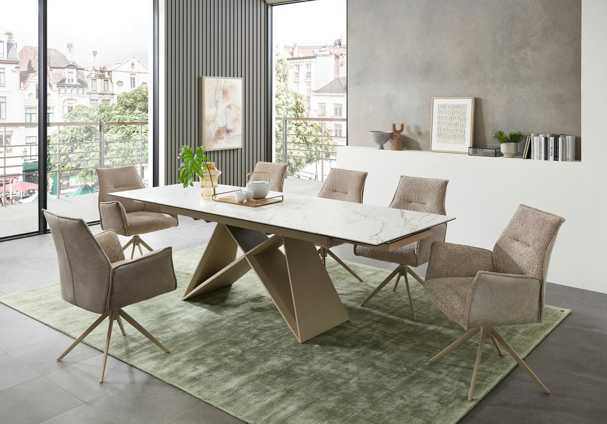 Jedálenský stôl keramika 180-260x90cm - biela/béžová, Modern, kov/keramika (180-260/76/90cm) - MID.YOU