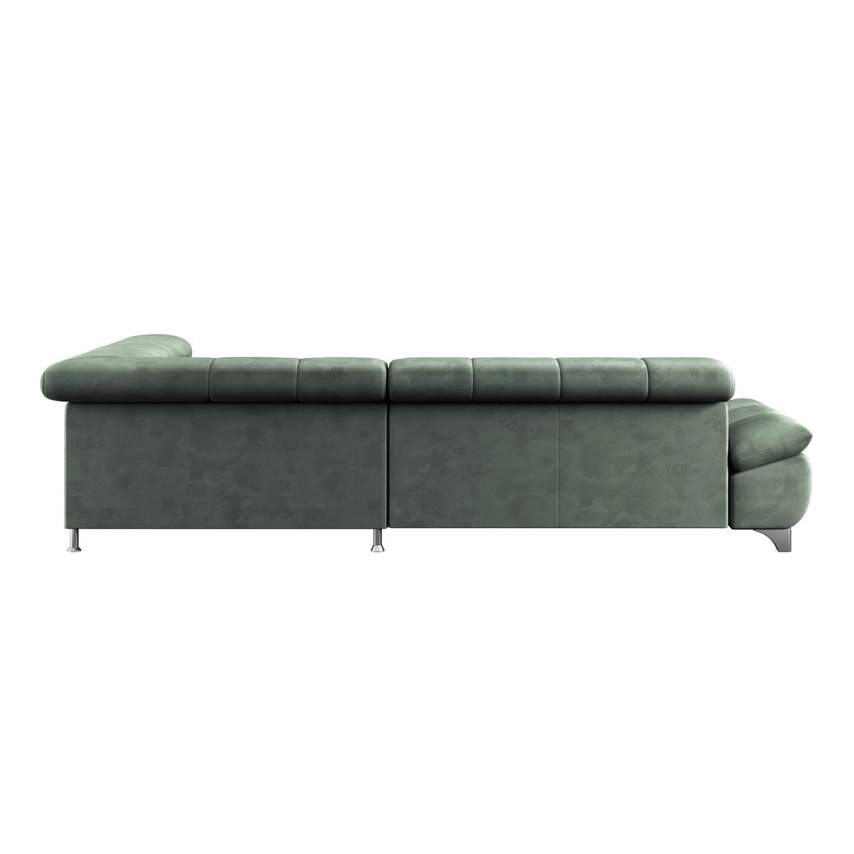 Ecksofa Gemini Grün, B: 312cm - Chromfarben/Grün, KONVENTIONELL, Textil (312/234cm)