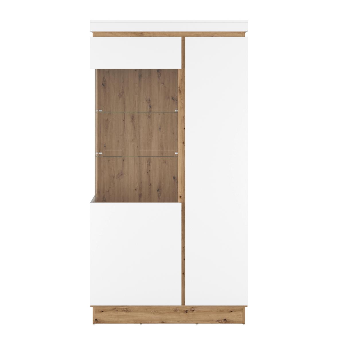 Vitrin Calabria - tölgyfa színű/fehér, Trend, faalapú anyag/üveg (103,6/200,5/40cm)