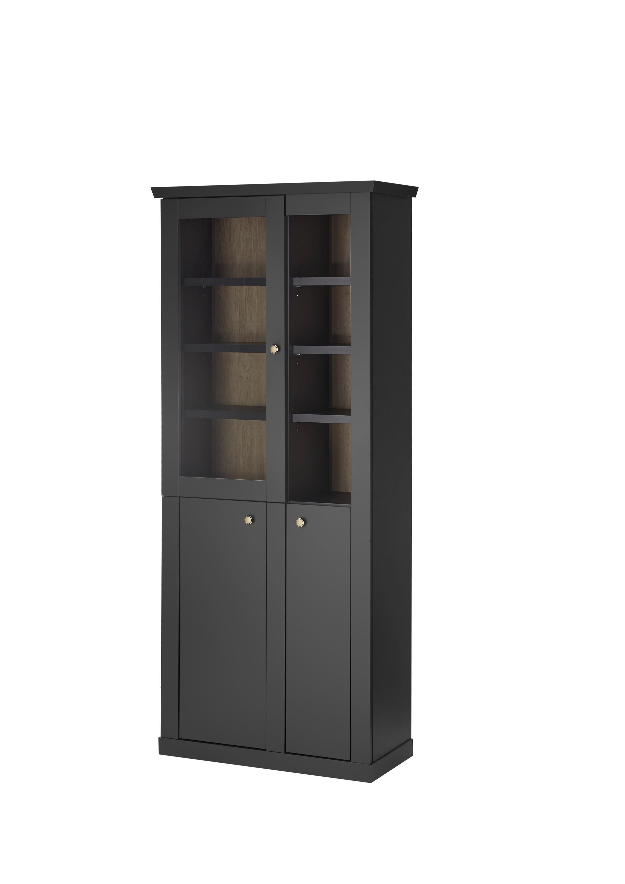 Vitrine Lincoln Schwarz/Eichefarben B: 86cm - Eichefarben/Schwarz, Design, Holzwerkstoff (86/200/39cm) - MID.YOU