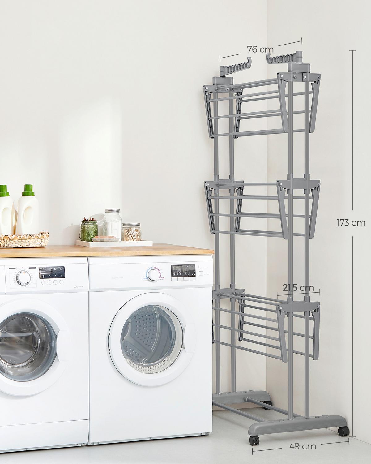 Wäschetrockner Grau B: 76 Cm - Grau, Basics, Kunststoff/Metall (76/173/49cm)