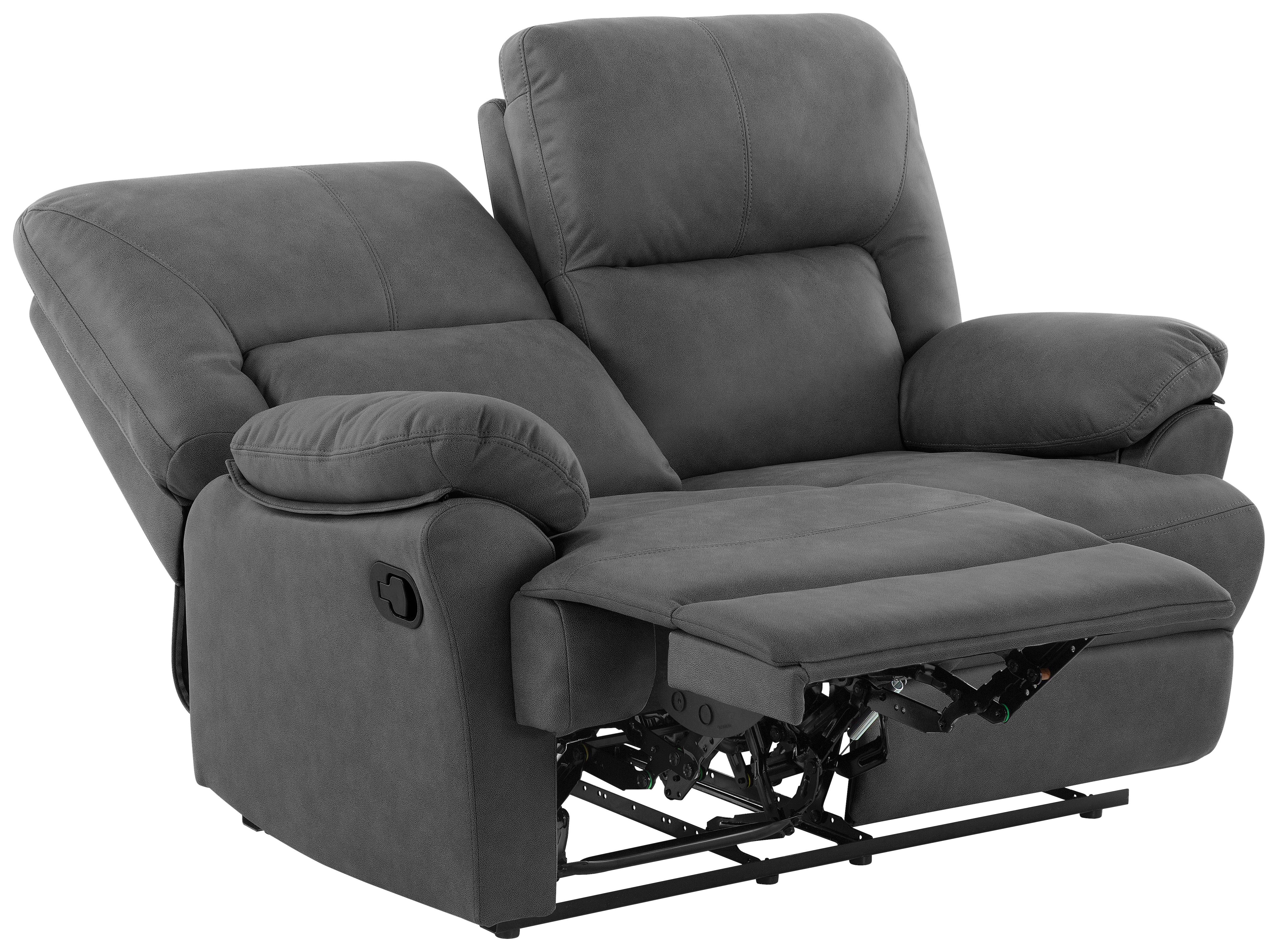 Dvoumístná pohovka CLARA, šedá, s relaxační funkcí - šedá, Basics, textil (145/103/93cm) - Livetastic