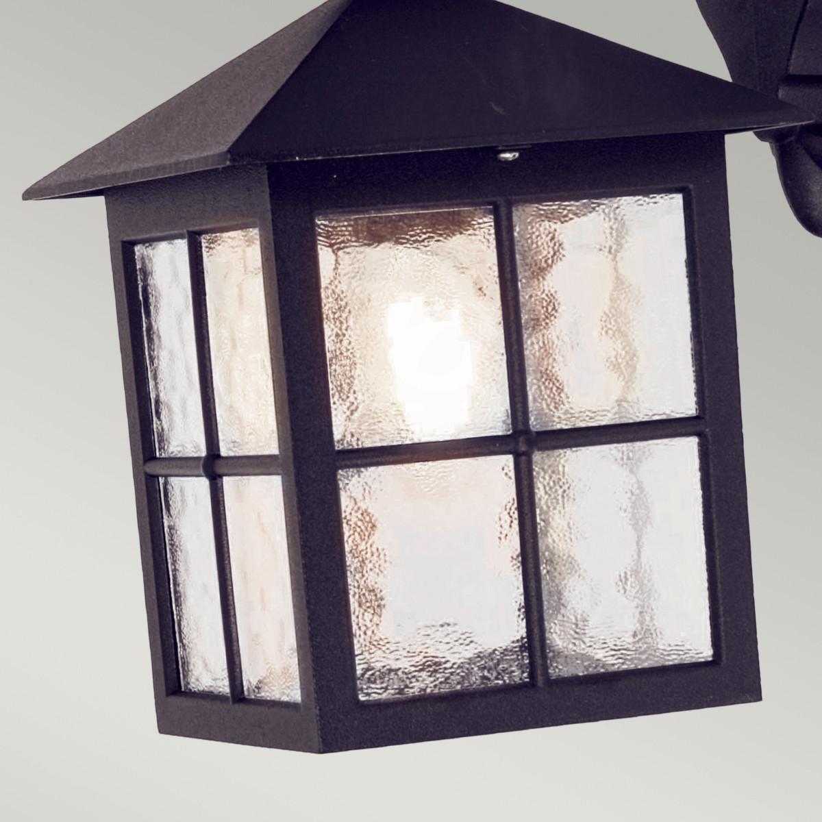 Außenwandleuchte 100 Watt Metall Glas, Wandmontage - Schwarz, KONVENTIONELL, Glas/Metall (18.5/33.5/23.7cm) - Elstead Lighting